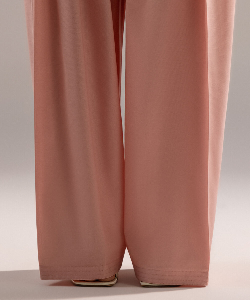 Women's RTW Cambric Solid Pink Farshi Shalwar