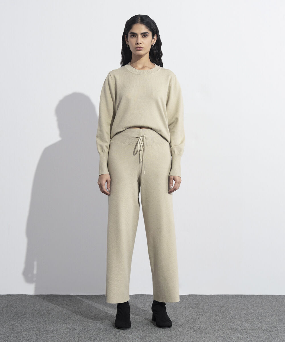 Women's Western Wear Beige Pull-On Knit Culottes