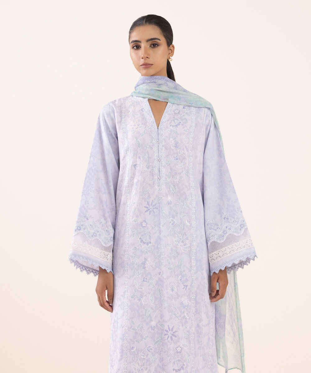 Women's Unstitched Linen Jacquard Dyed Three Piece Suit