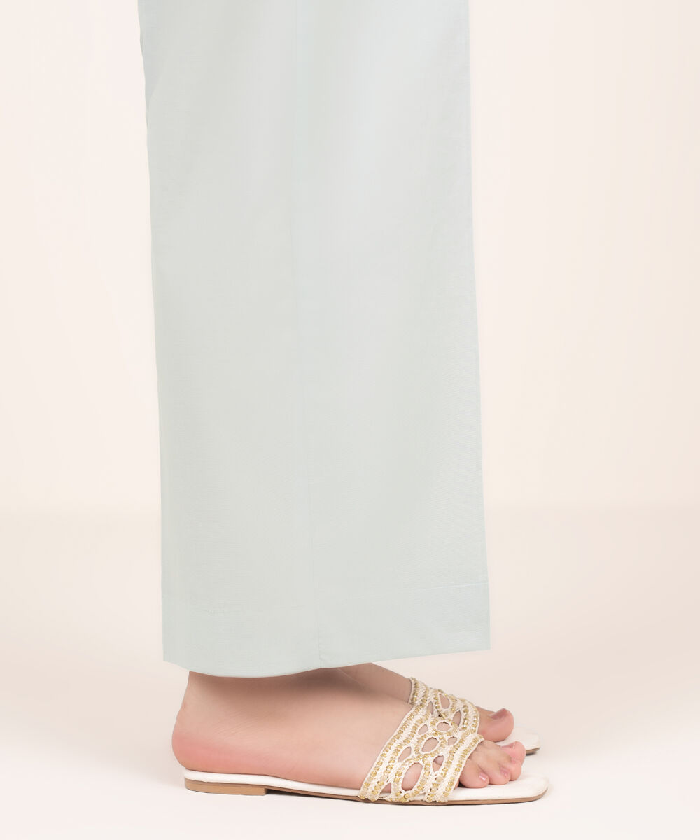 Women's RTW Cambric Grey Solid Straight Pants