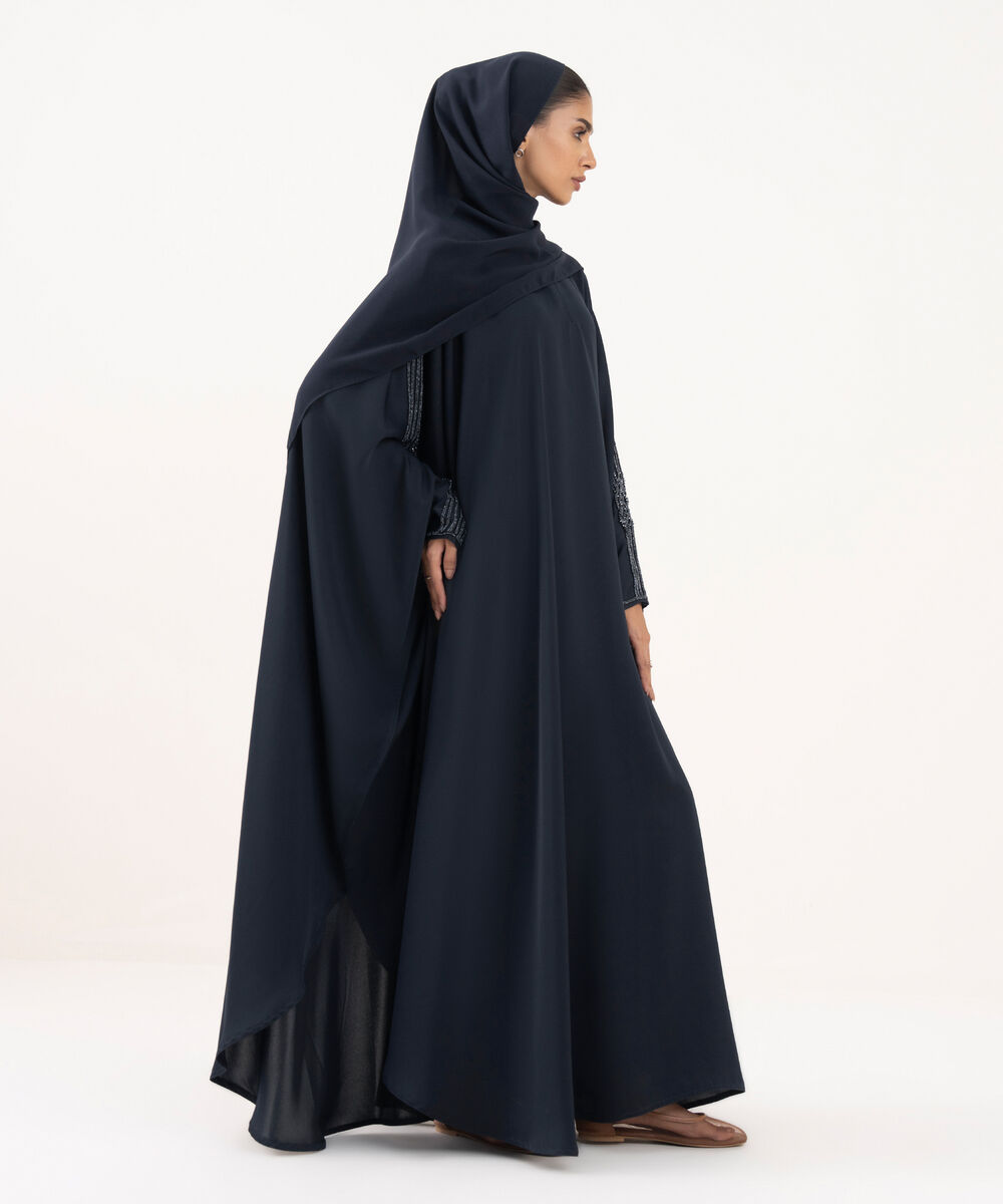 Women's Blue Polyester Abaya Set