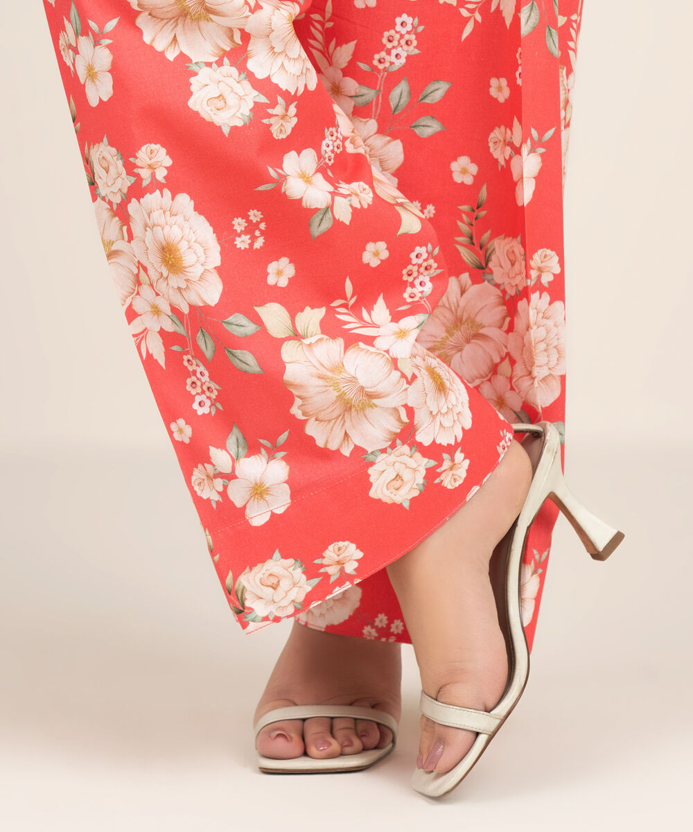 Women's RTW Cambric Printed Pink Shalwar