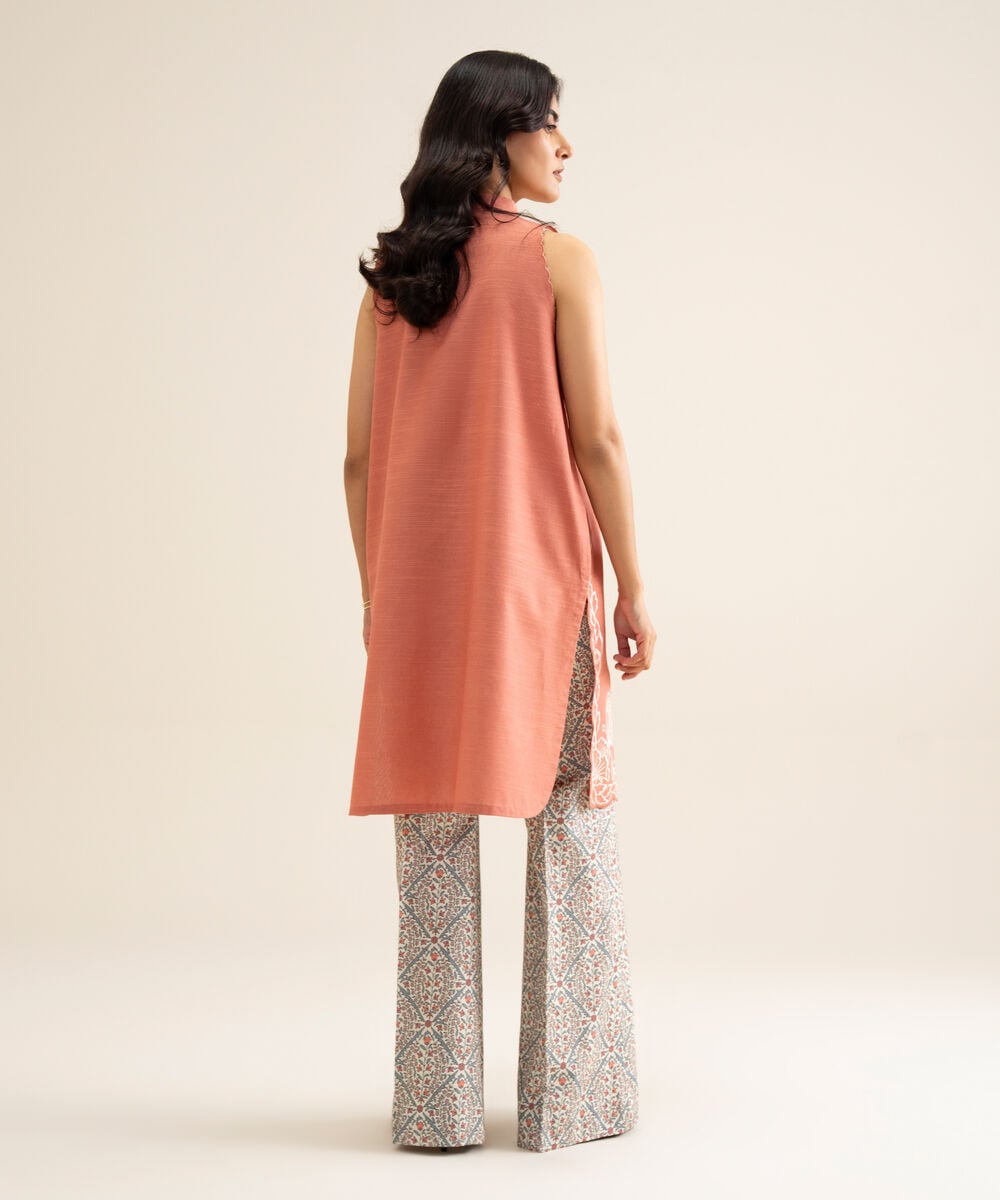 Women's Unstitched Light Khaddar Embroidered Peach 2 Piece Suit