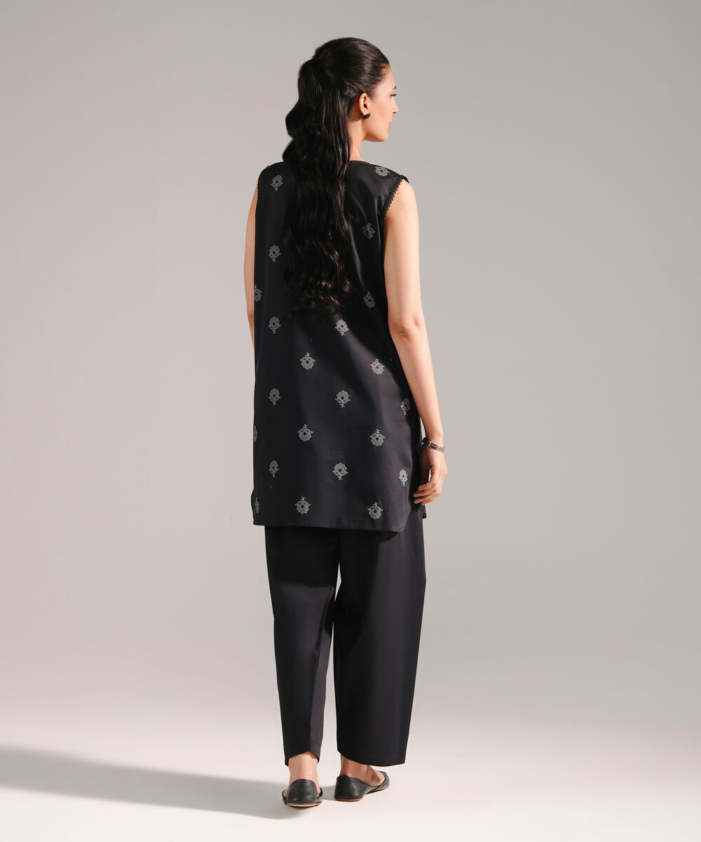 Women's RTW Lawn Printed Black Straight Shirt