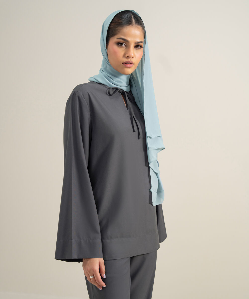 Women's Polyester Grey Modest Wear Top
