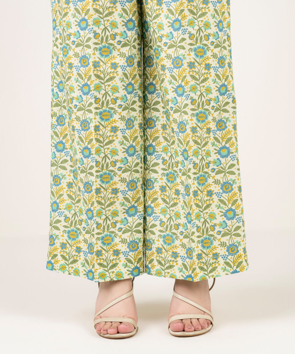 Women's RTW Cambric Printed Mint Green Culottes