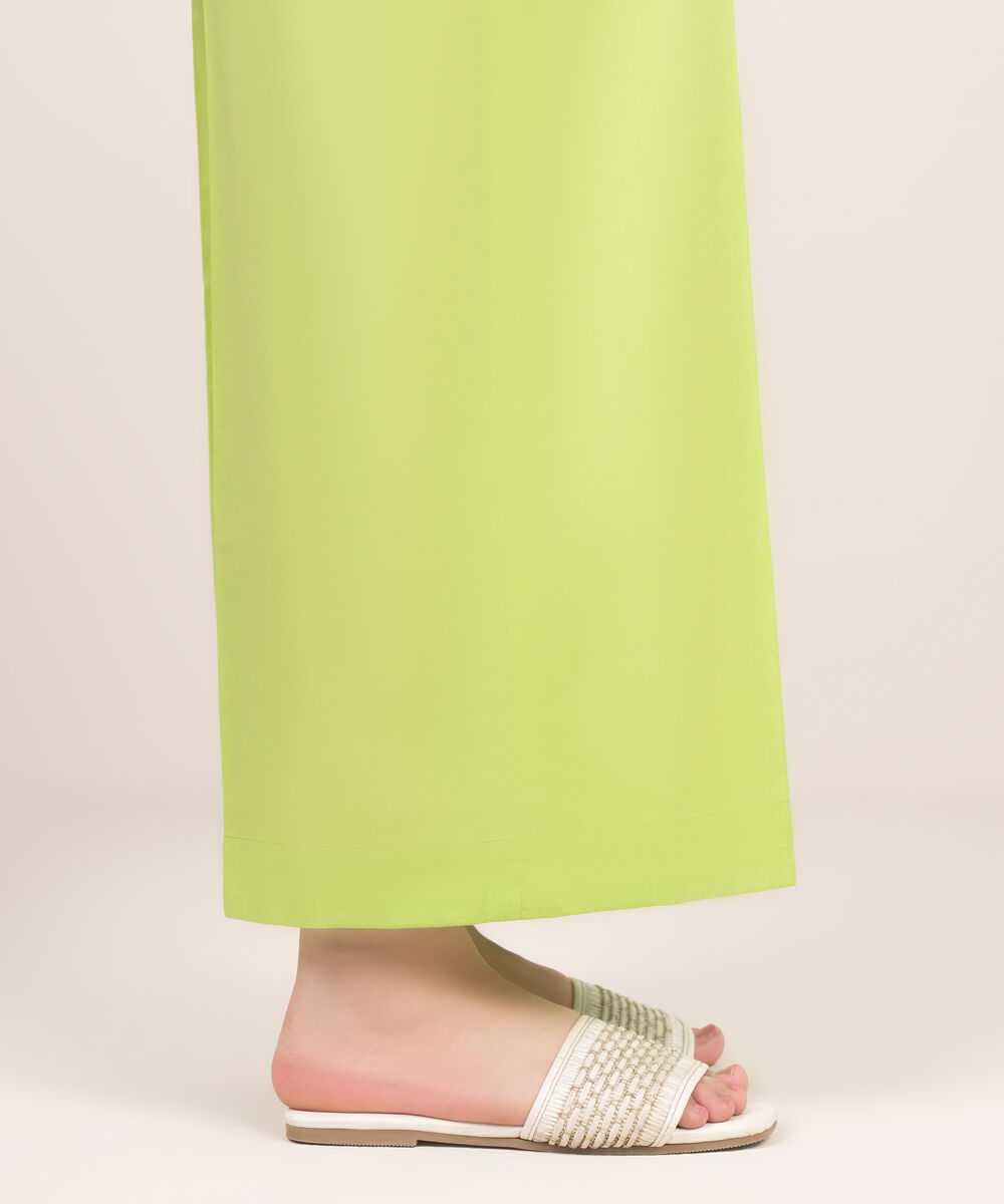 Women's RTW Cambric Green Solid Wide Culotte