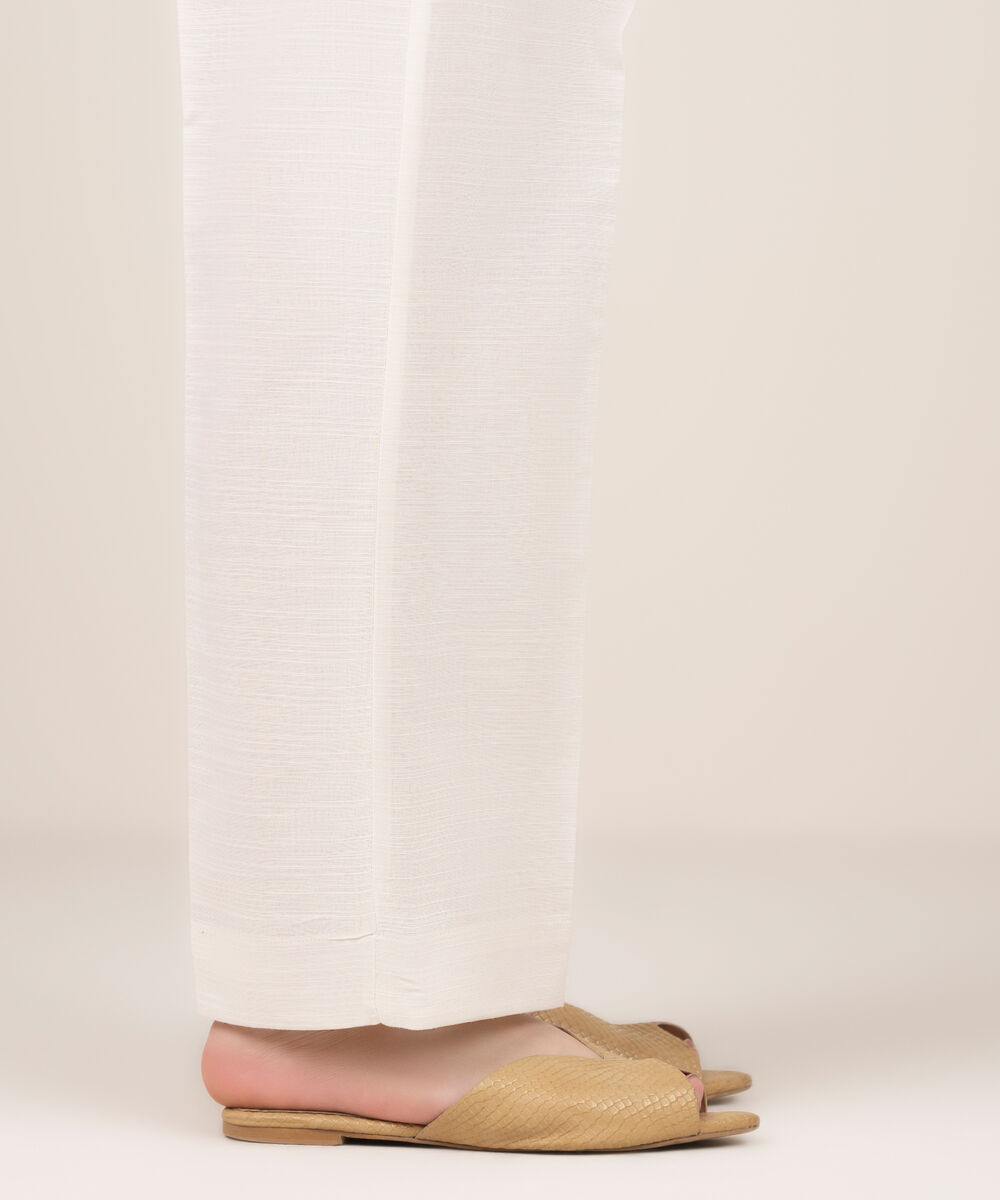 Women's RTW Khaddar Solid Off White Culottes