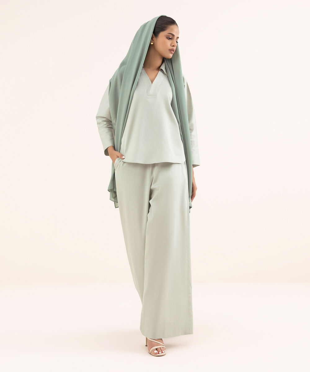 Women's Grey Cotton Modest Wear Top