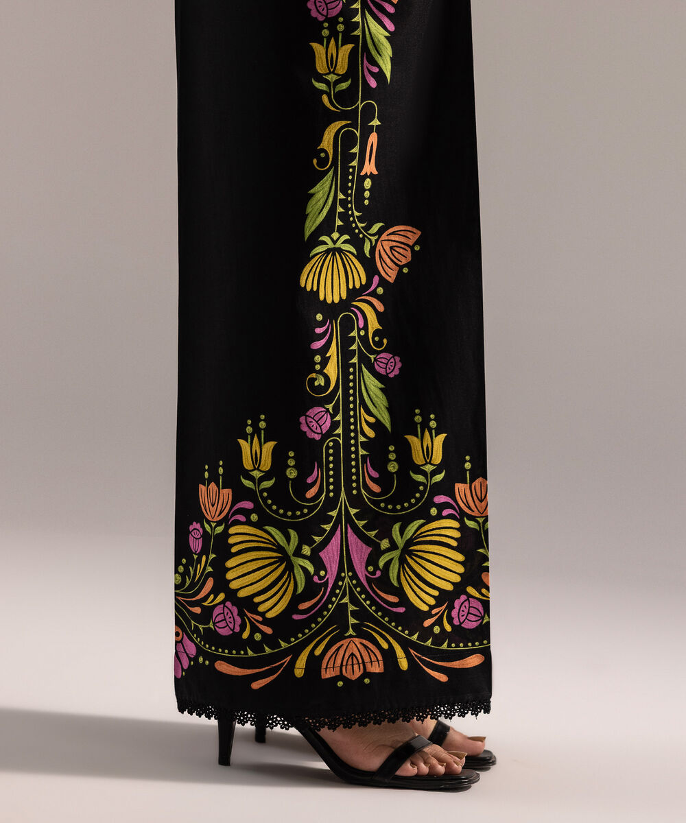 Women's RTW Cambric Printed Black Culottes