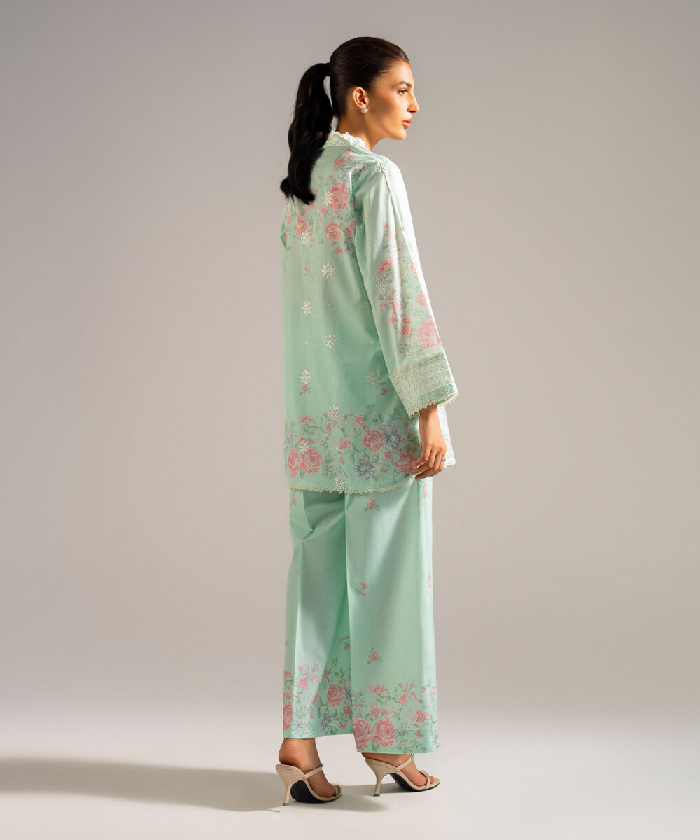 Women's RTW Lawn Embroidered Green 2 Piece Suit