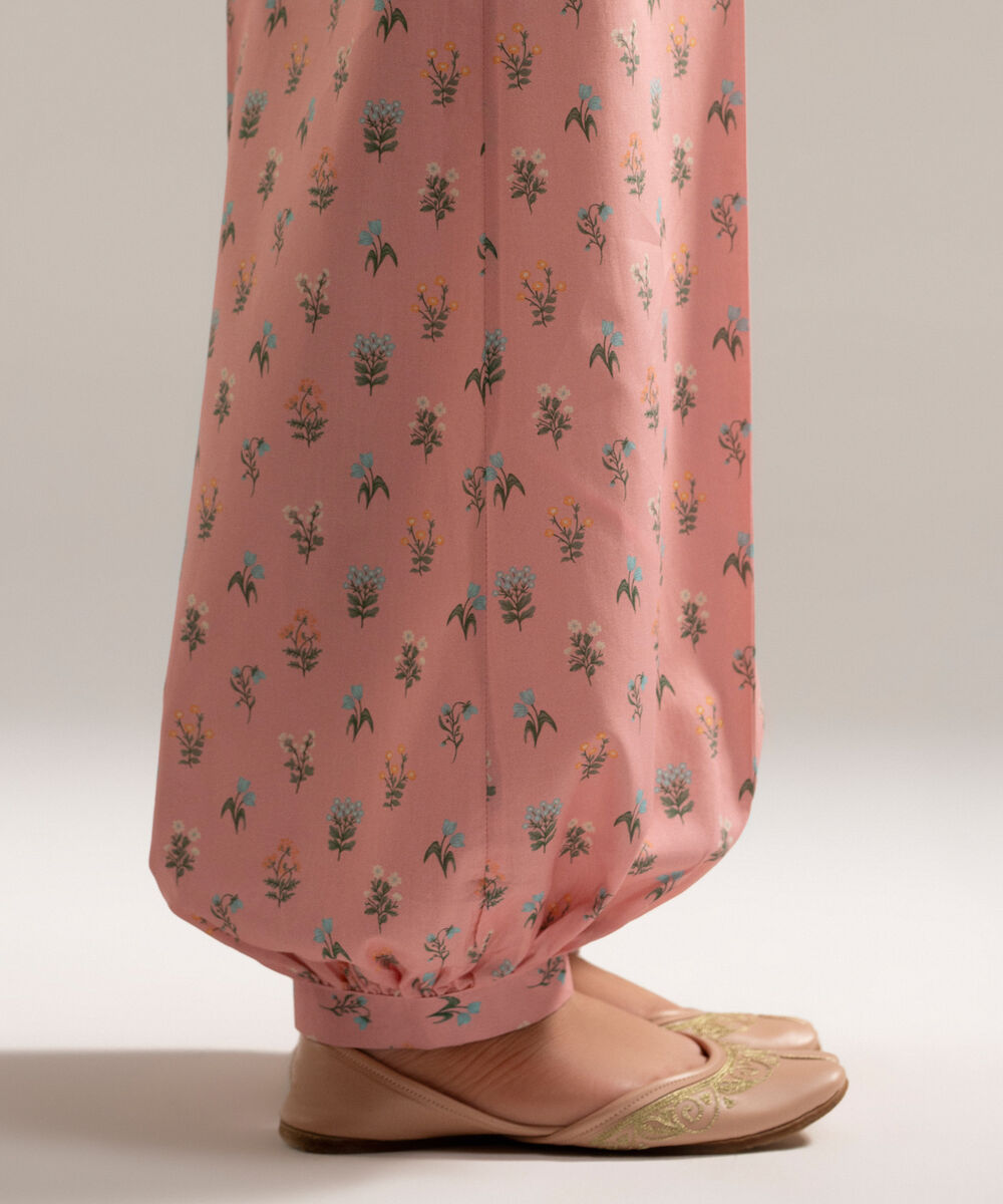 Women's RTW Cambric Printed Pink Balloon Pants