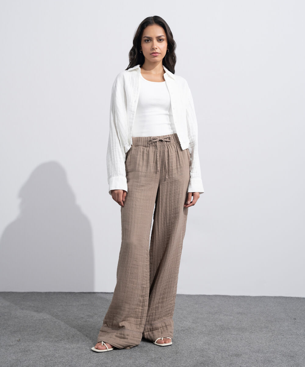 Women's Western Mink Cotton Muslin Pull-On Trousers