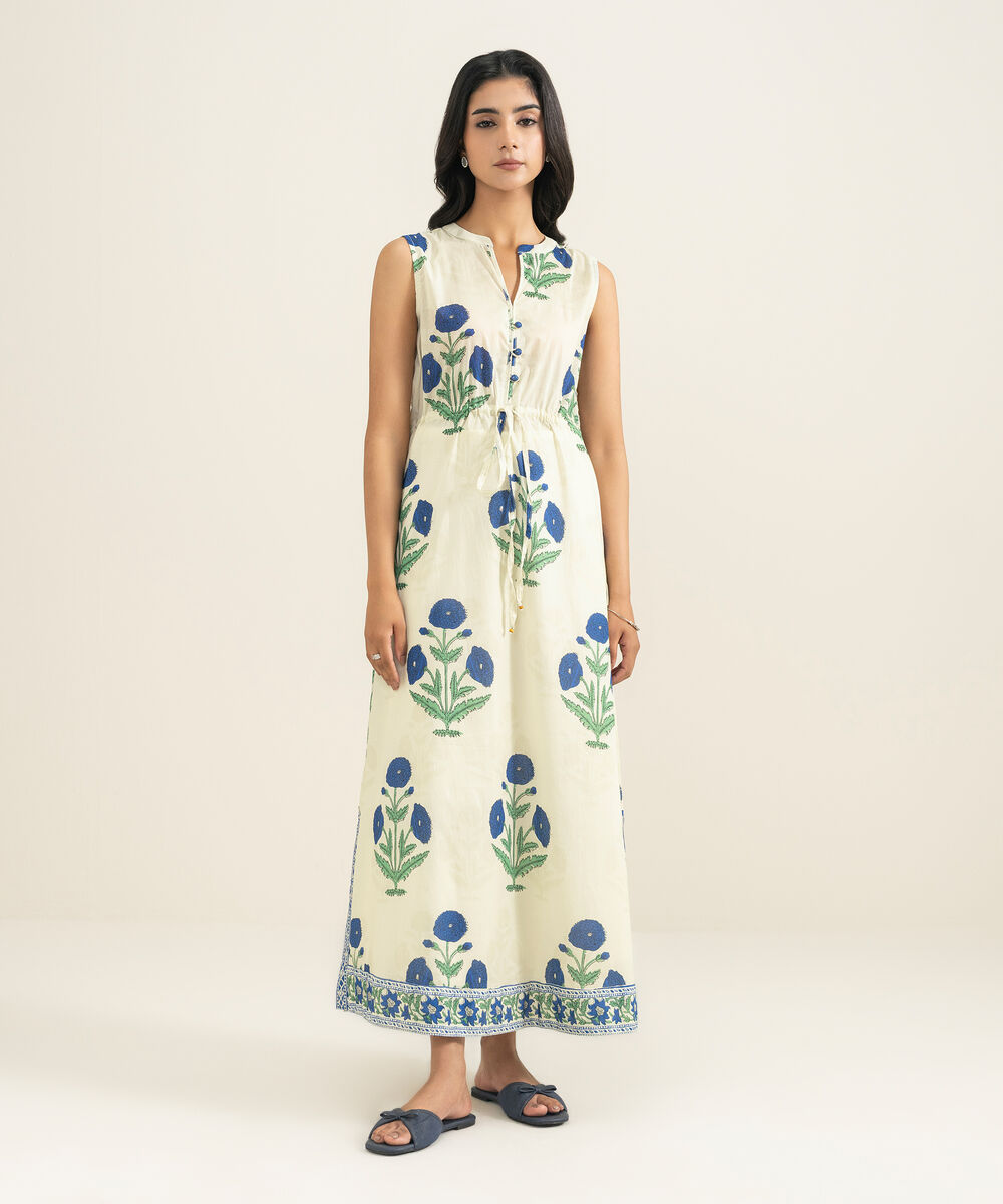 Women's RTW Lawn Printed Off White Dress Shirt