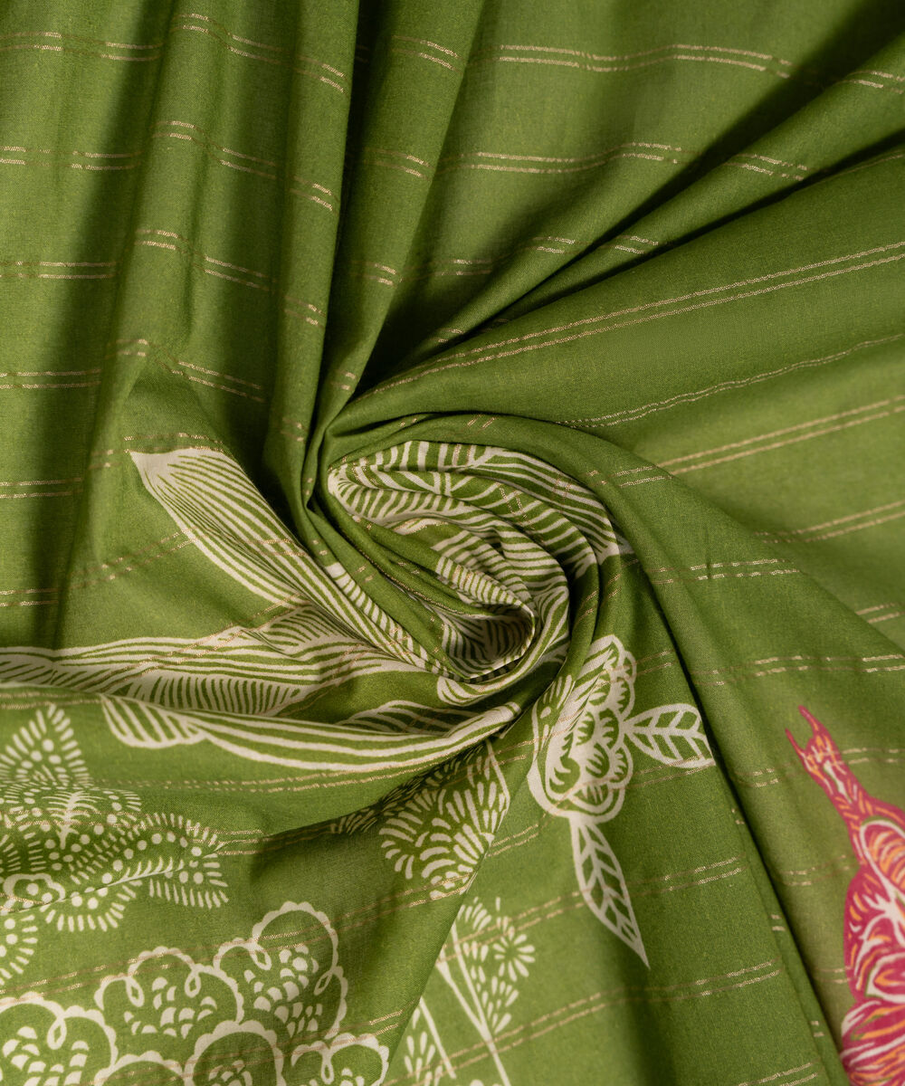 Zari Lawn Printed Green Dupatta