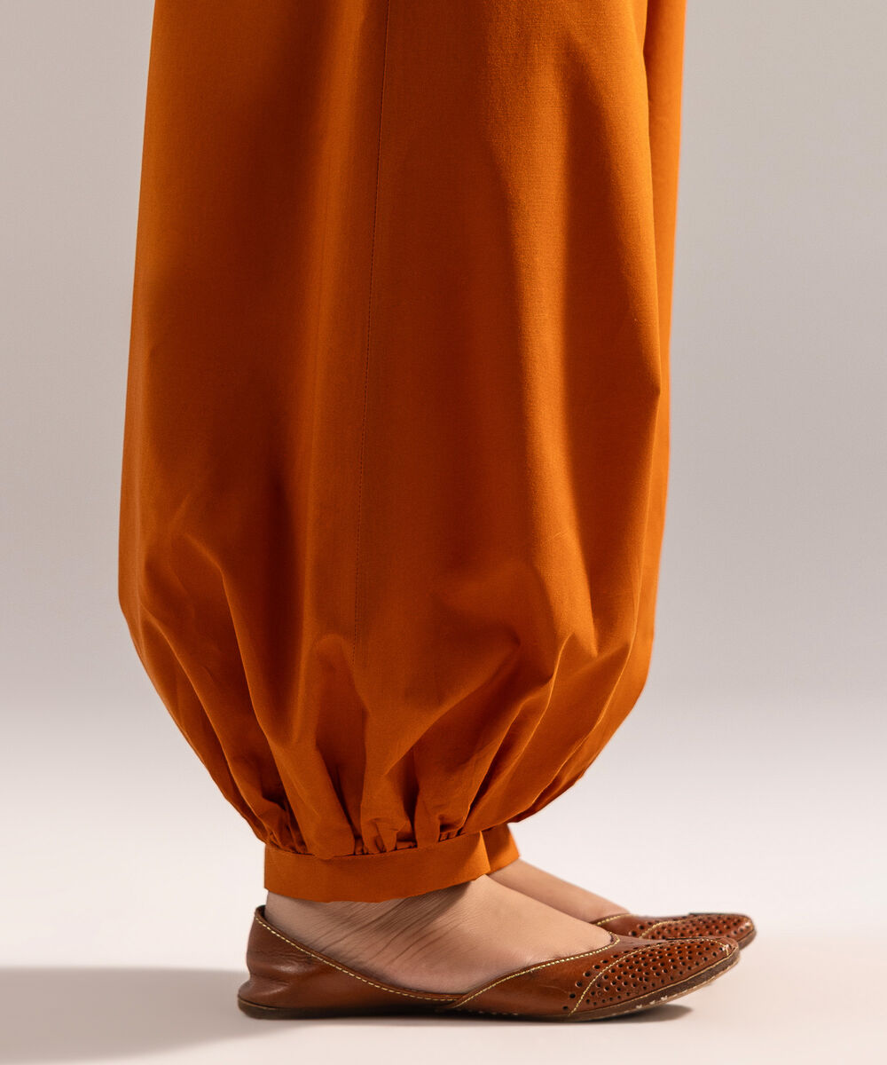 Women's RTW Cambric Solid Orange Balloon Pants