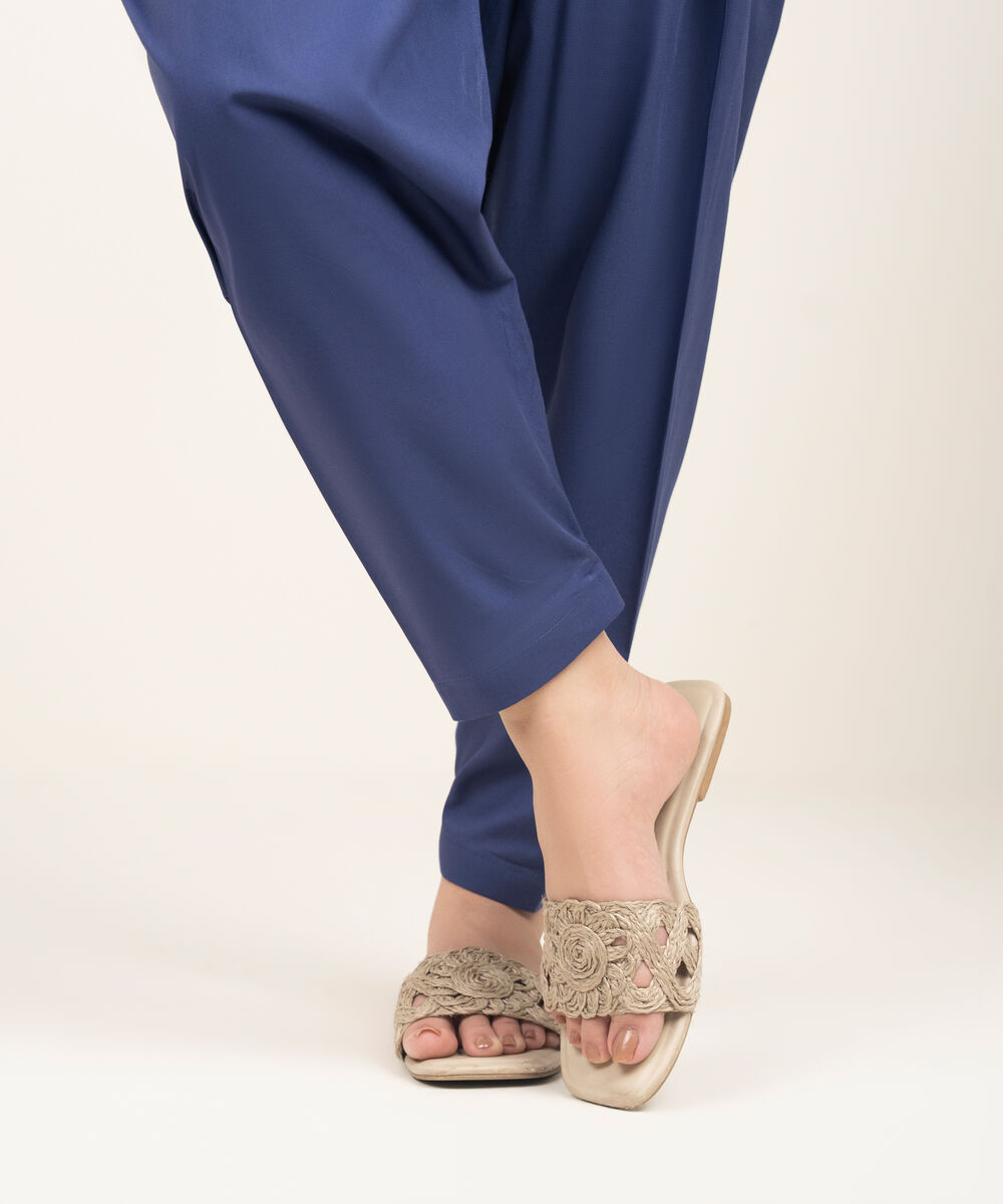 Women's RTW Lawn Solid Blue Shalwar