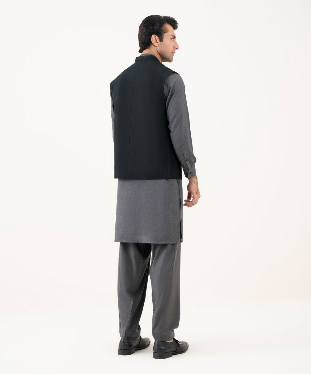 Men's Viscose Plain Black Waist Coat