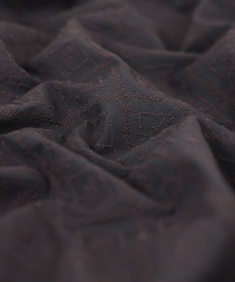 Men's Unstitched Cotton Schiffli Grey Kurta