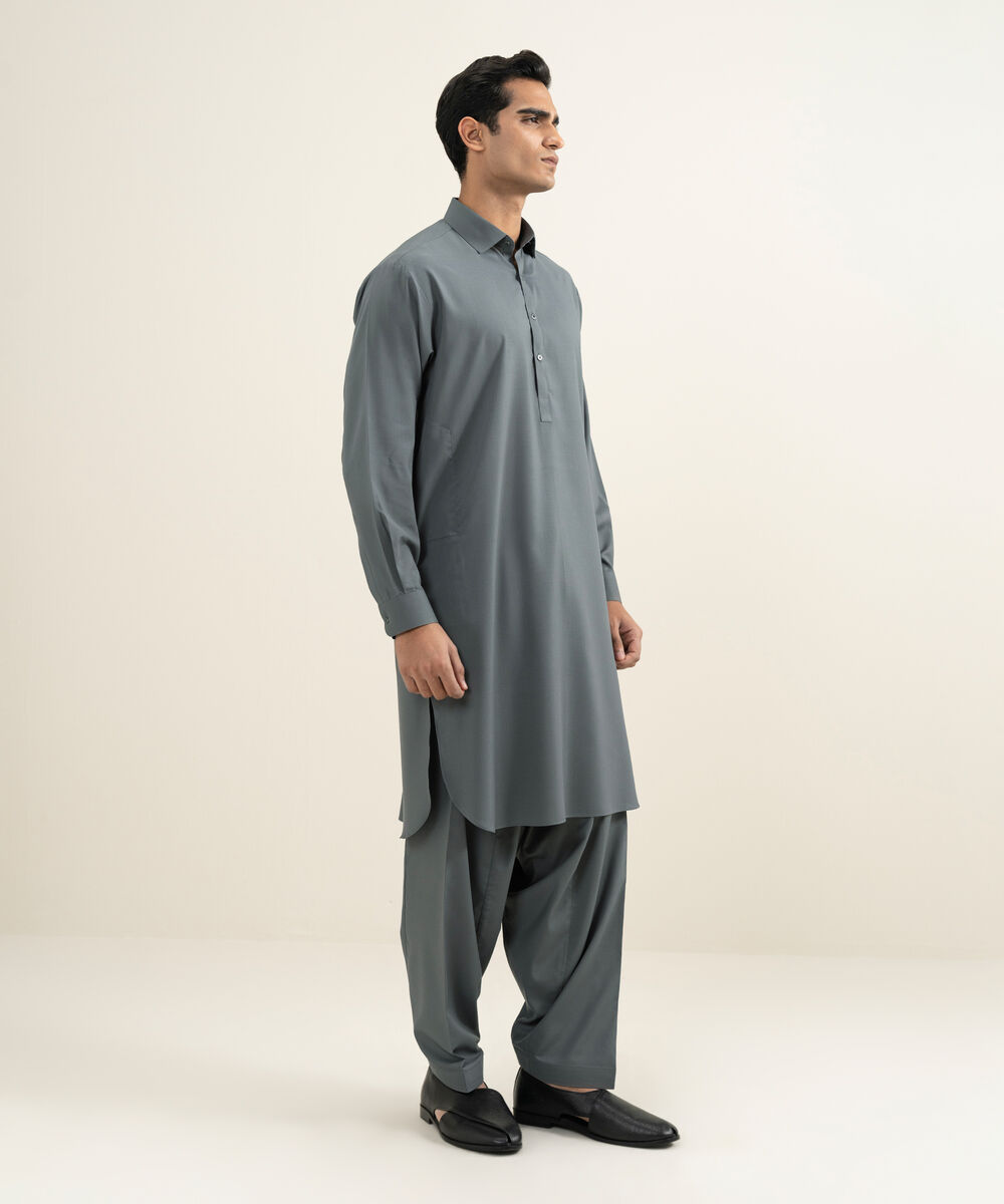 Men's Stitched Grey Kurta Shalwar