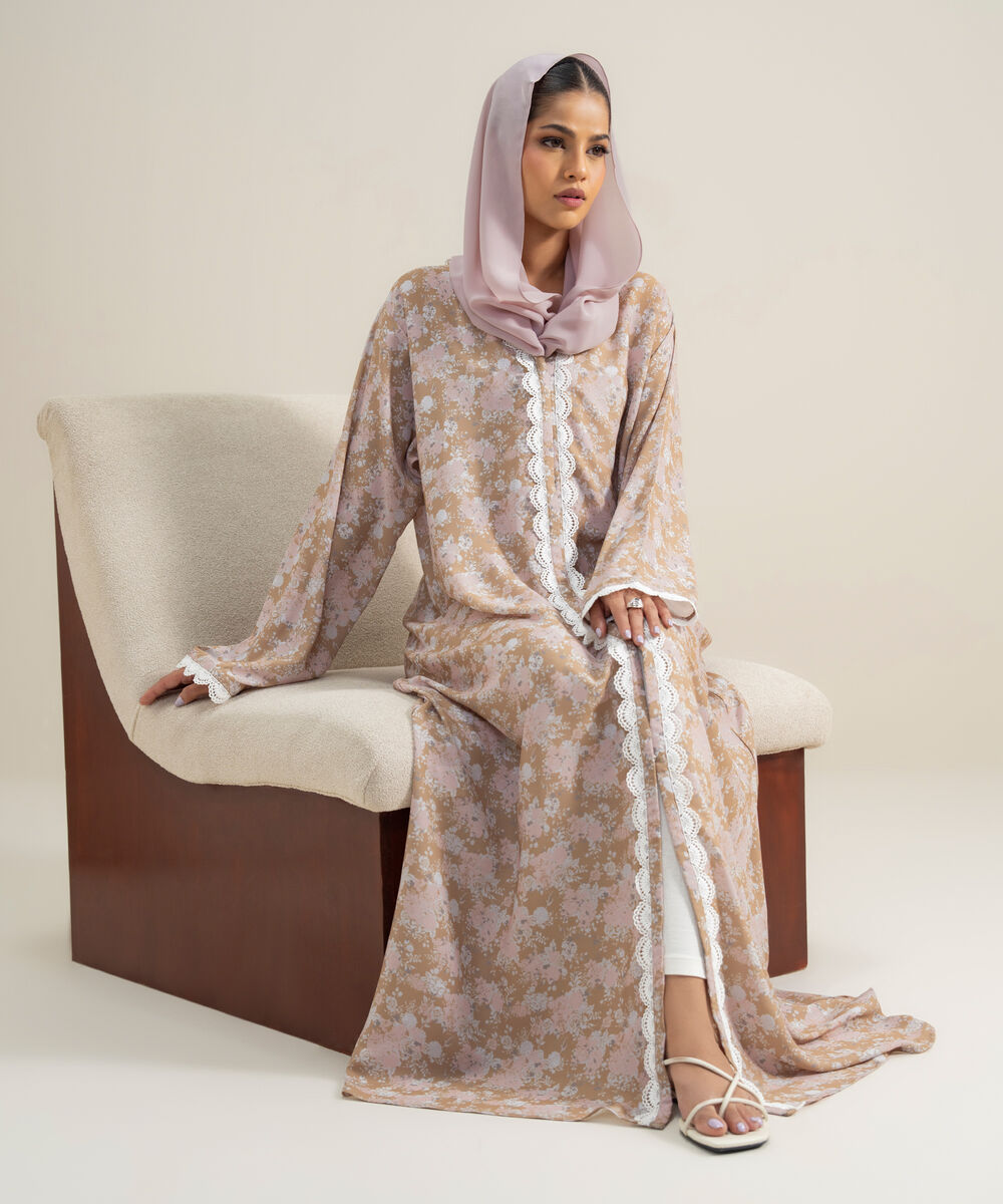 Women's Polyester Multi Printed Abbaya Set