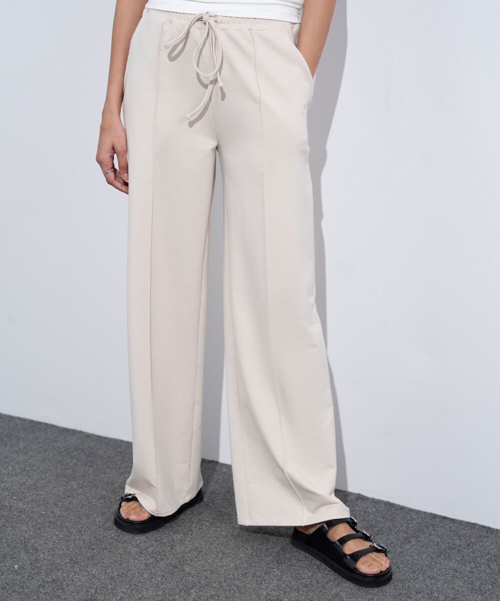 Women's Western Wear Beige Pull On Summer Terry Trousers