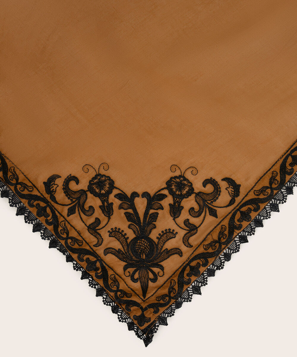Fine Voile Embroidered Brown Dupatta