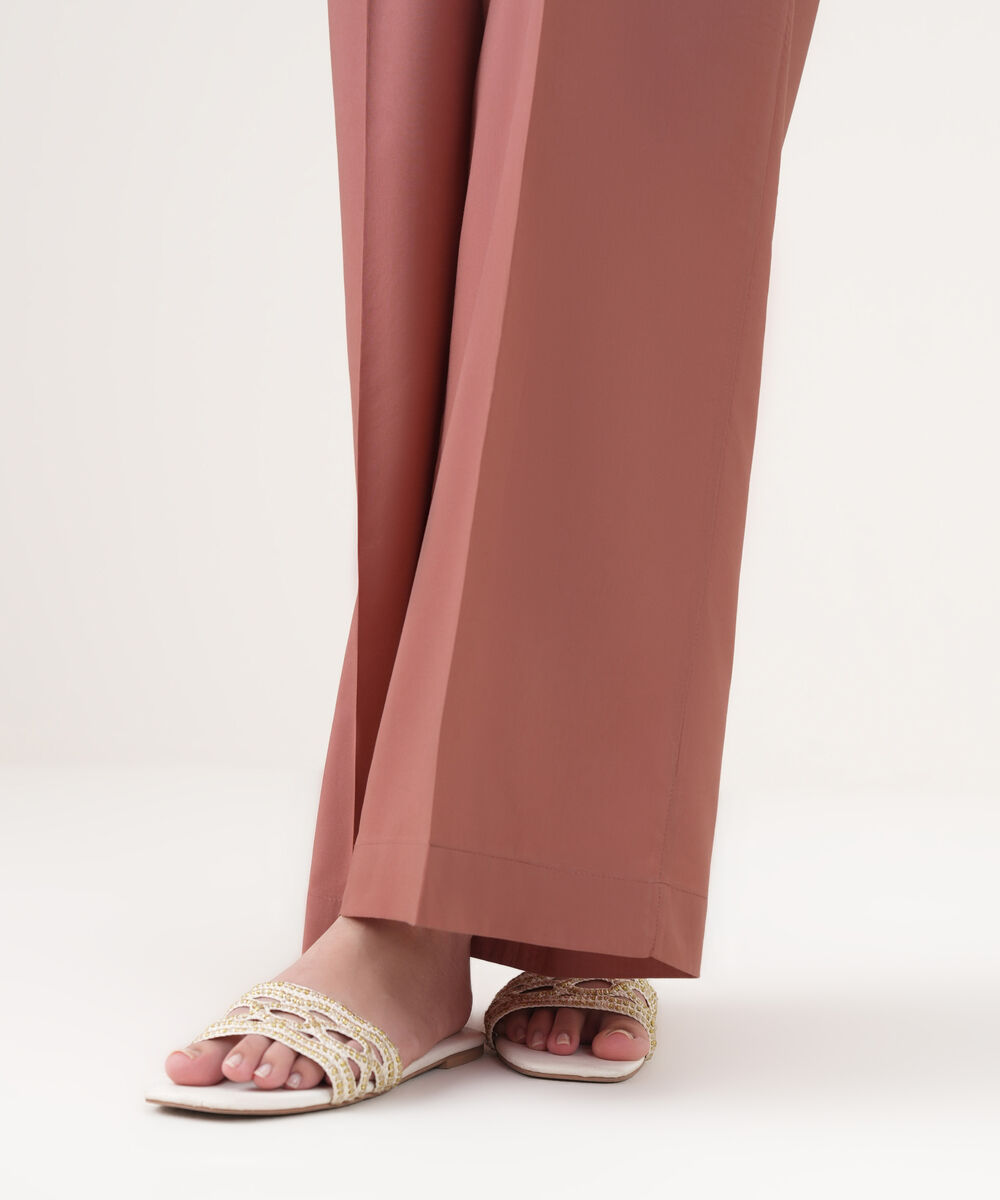 Women's RTW Cotton Viscose Solid Pink Culottes