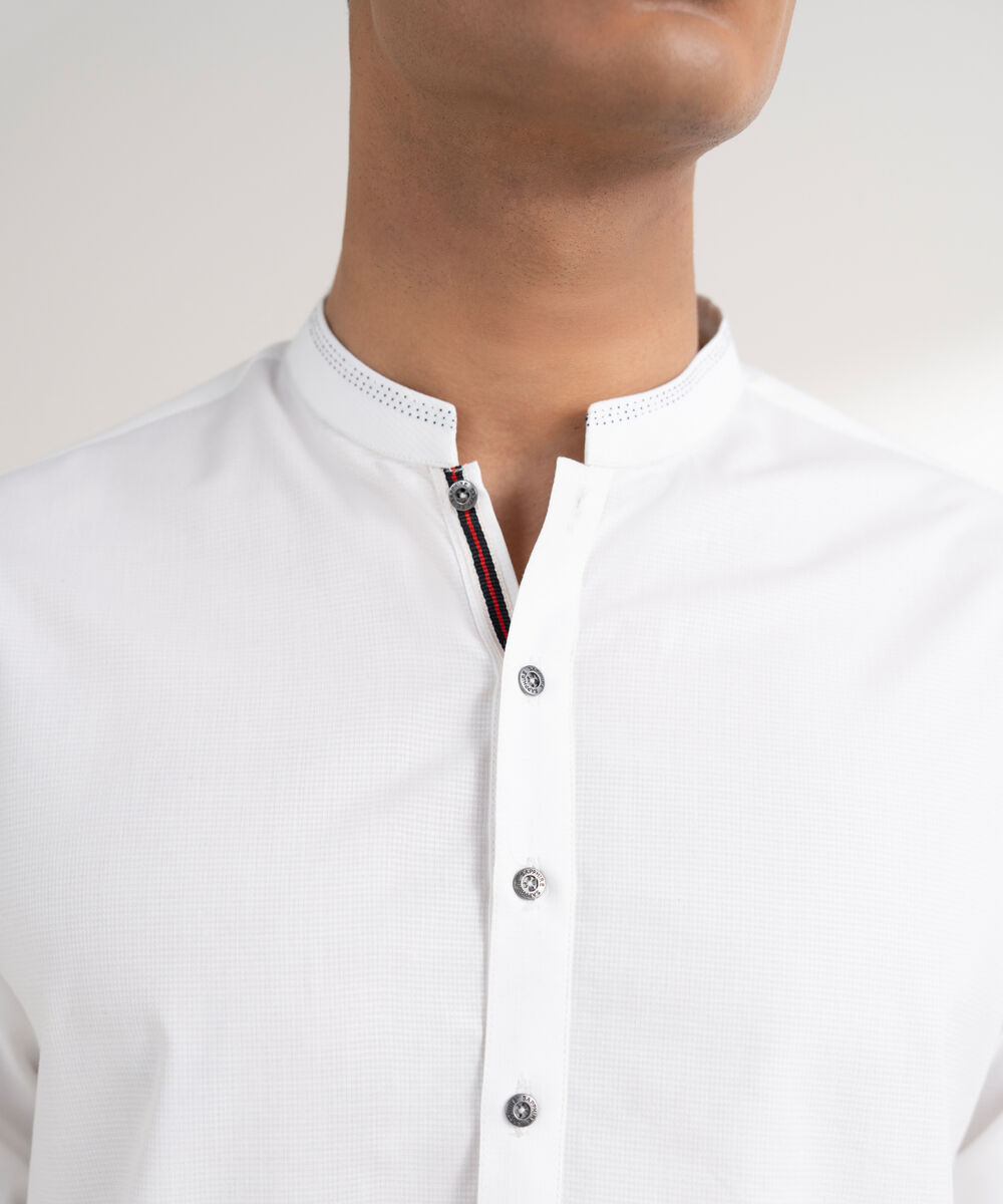 Men's Stitched Cotton Dobby Off White Kurta