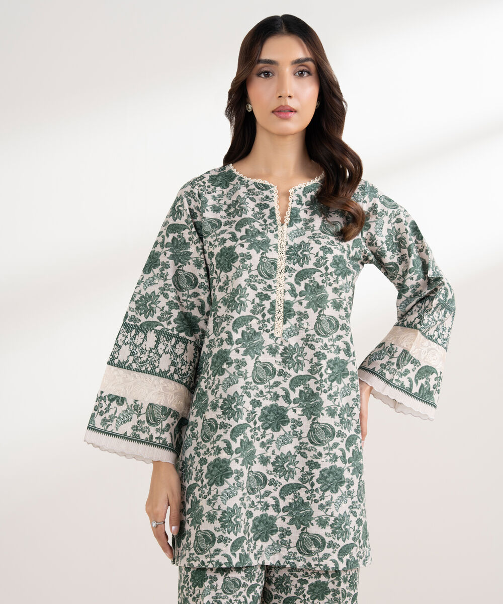 Women's RTW Light Khaddar Embroidered Straight Off White Shirt