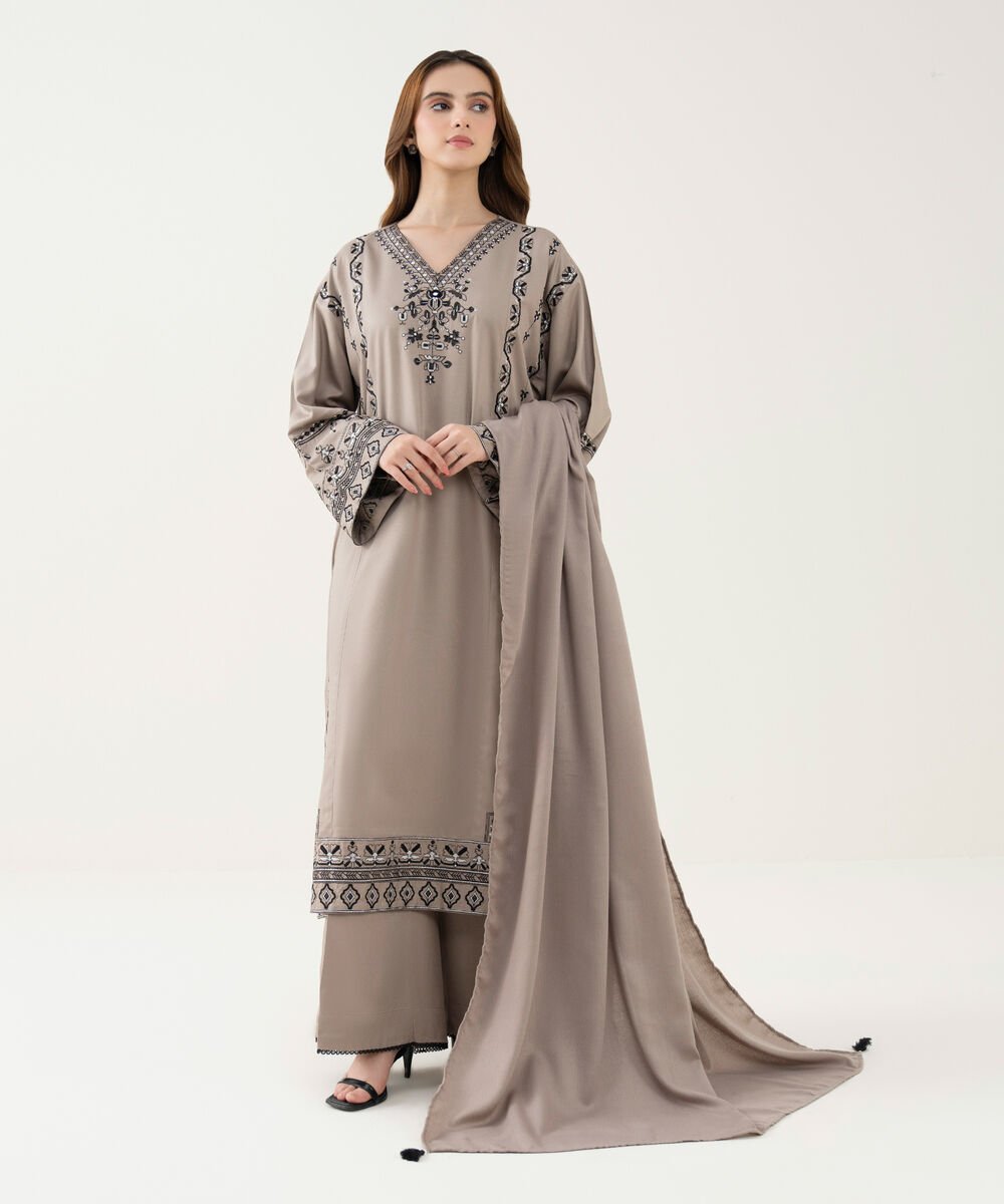 Herringbone Solid Grey Dupatta