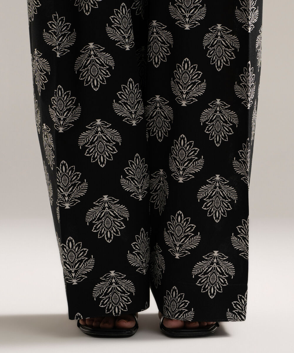 Women's RTW Cambric Printed Black Shalwar
