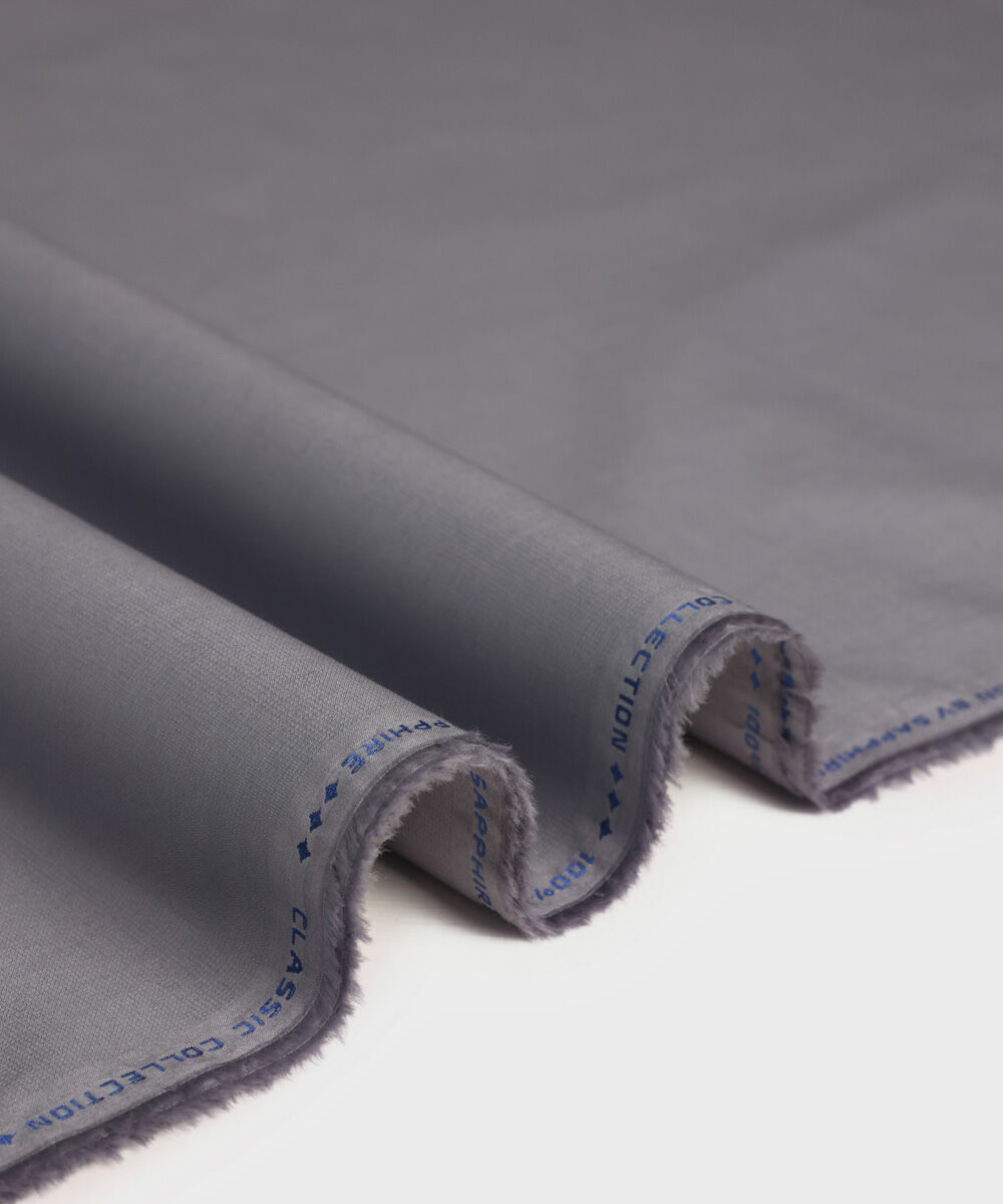 Men's Unstitched Cotton Dobby Grey Full Suit Fabric