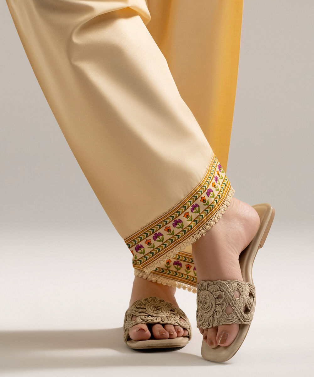Women's RTW Cambric Solid Beige Shalwar