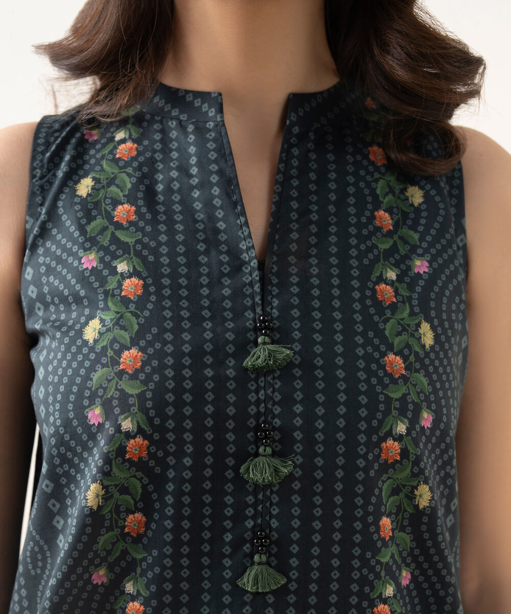 Women's Unstitched Lawn Printed Black 3 Piece Suit