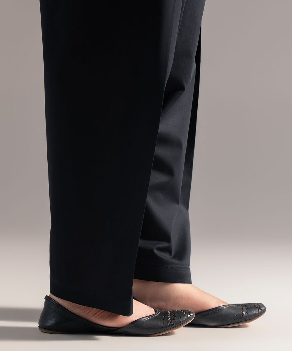 Women's RTW Cambric Solid Black Shalwar