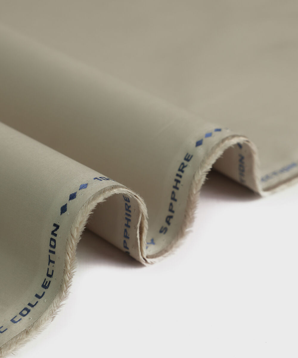 Men's Unstitched Fine Cotton Beige Full Suit Fabric