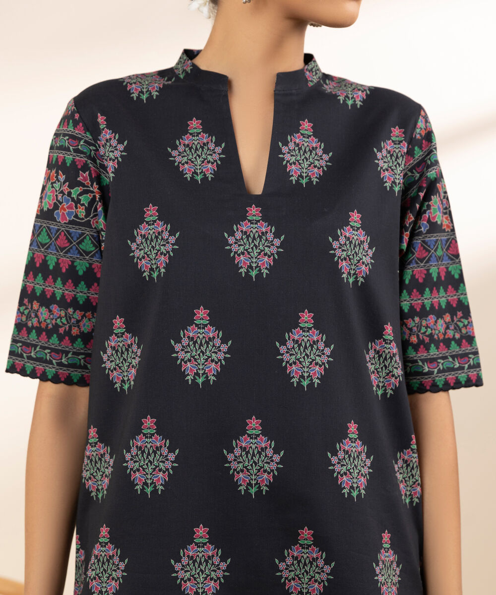 Women's Unstitched Lawn Printed Black 3 Piece Suit