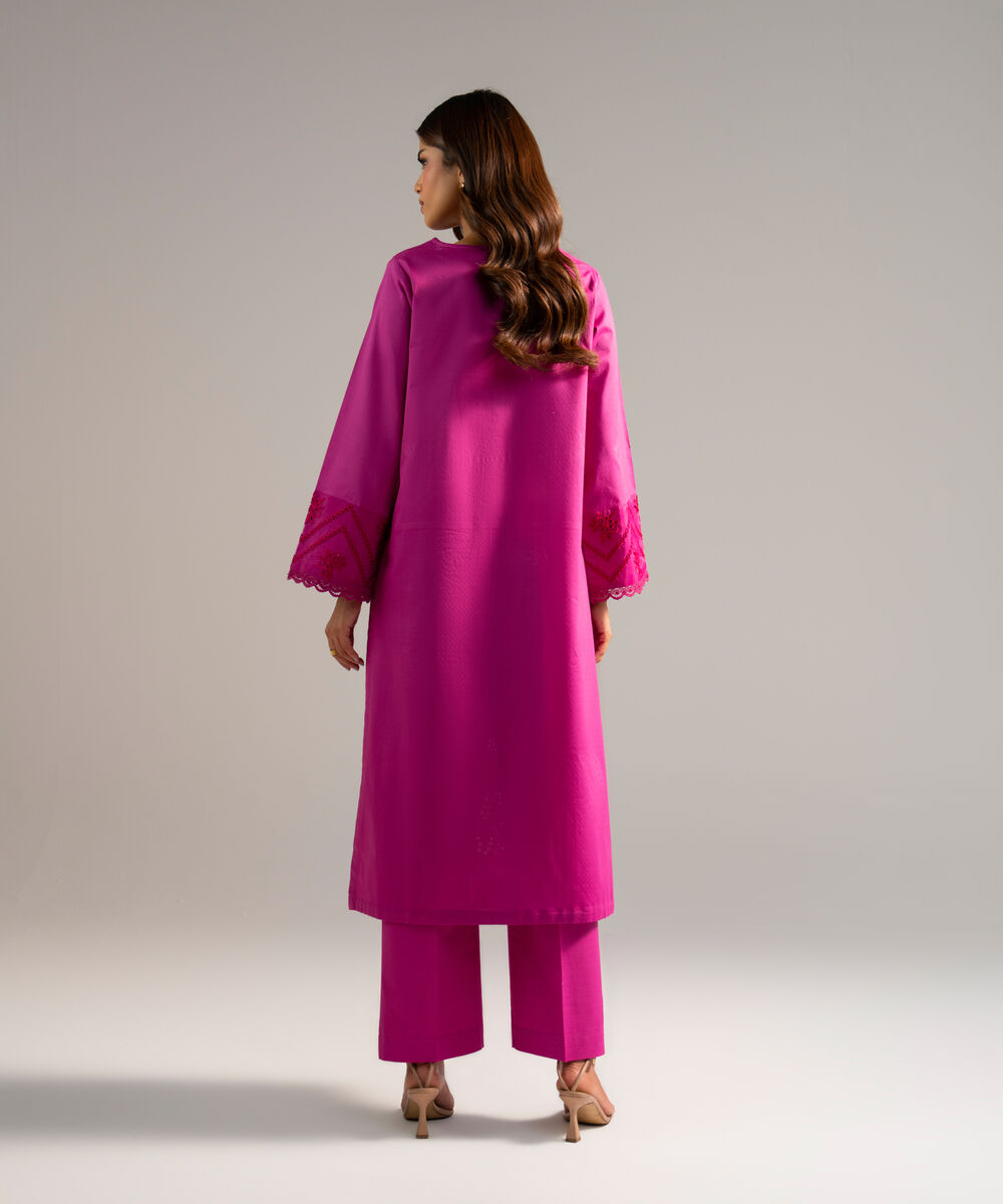 Women's RTW Dobby Embroidered Pink 2 Piece Suit