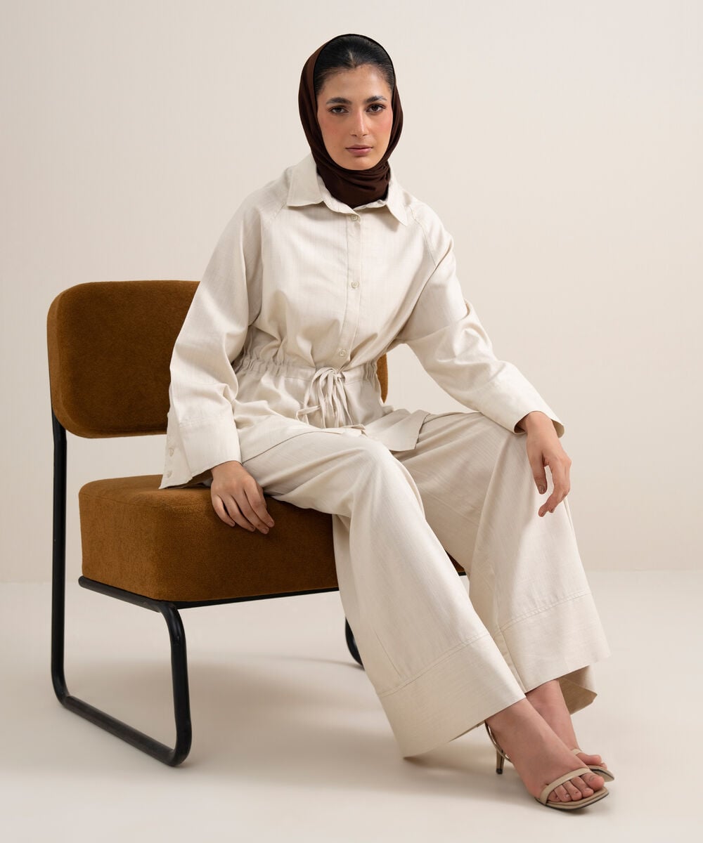 Women's Ivory Wide-Legged Culottes