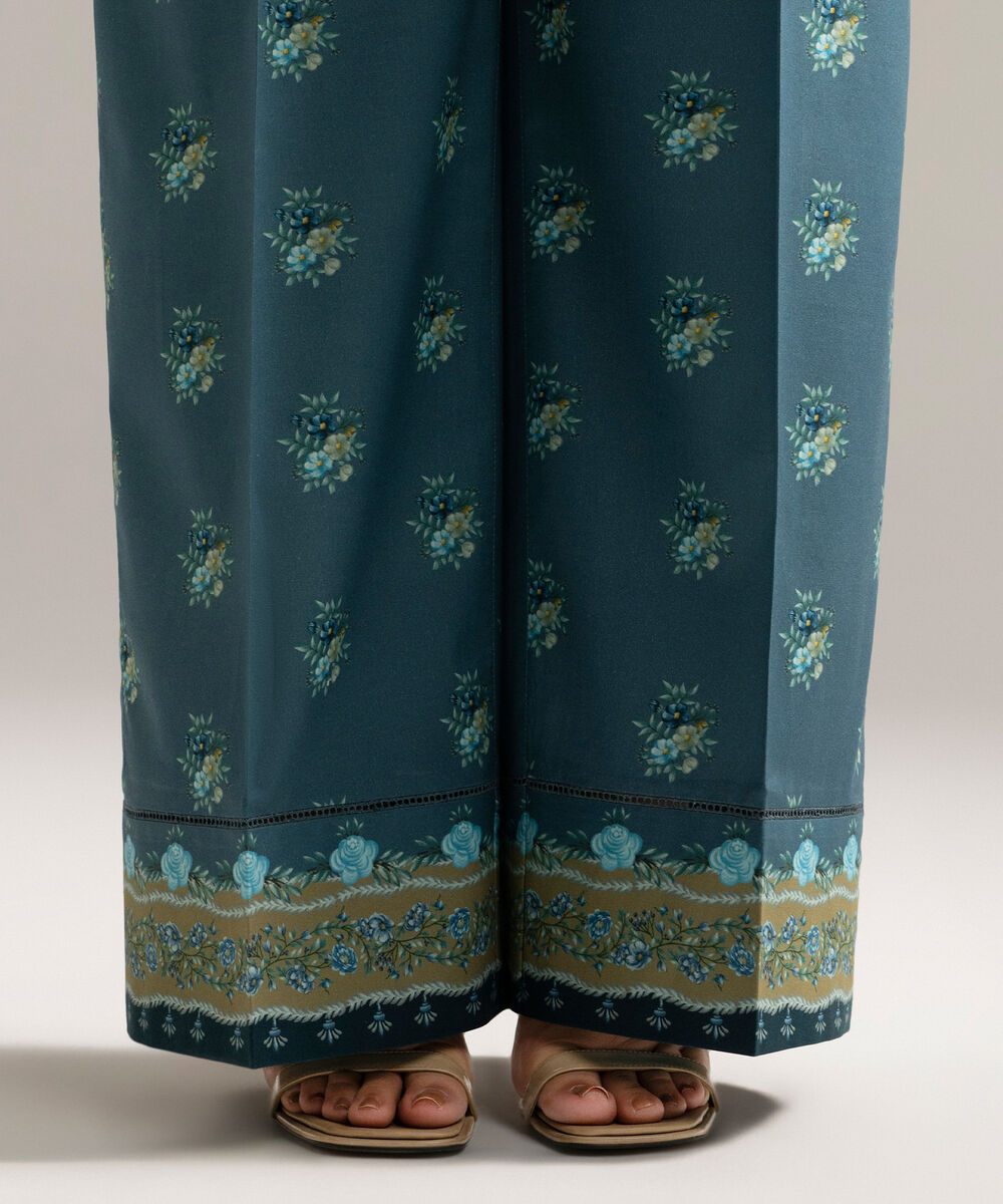 Women's RTW Cambric Printed Green Culottes