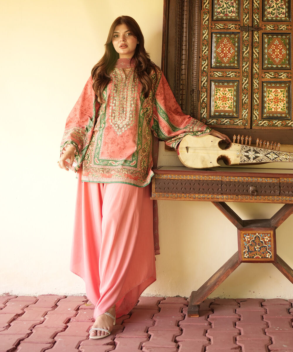 Women's Unstitched Lawn Embroidered Multi Three Piece Suit