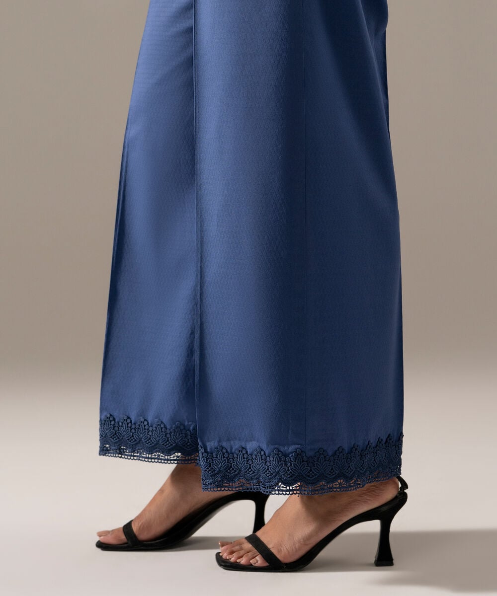 Women's RTW Dobby Solid Blue Culottes