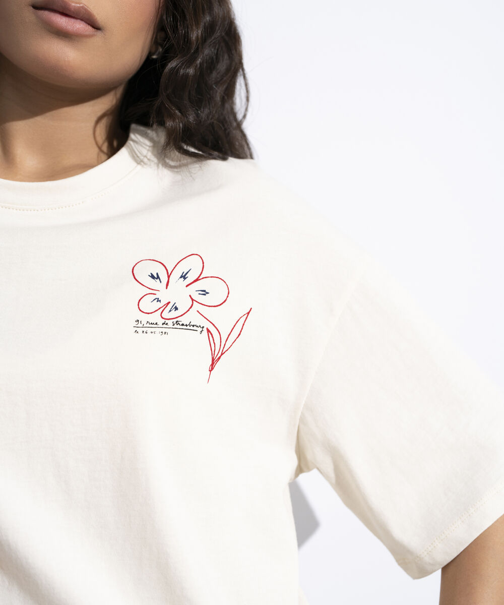 Women's White Short Body Graphic T-Shirt