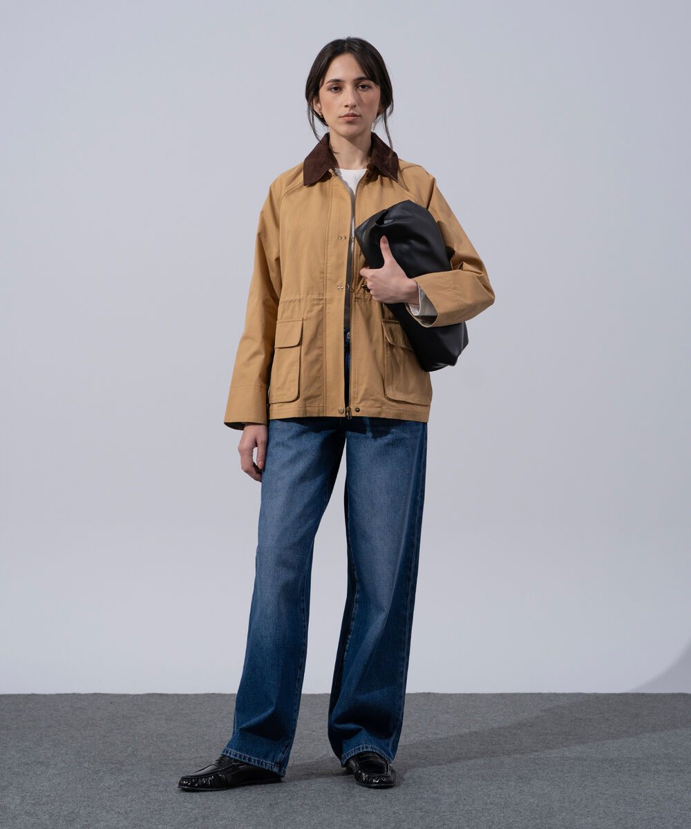 Women's Western Wear Khaki Cotton Utility Toggle-Front Jacket