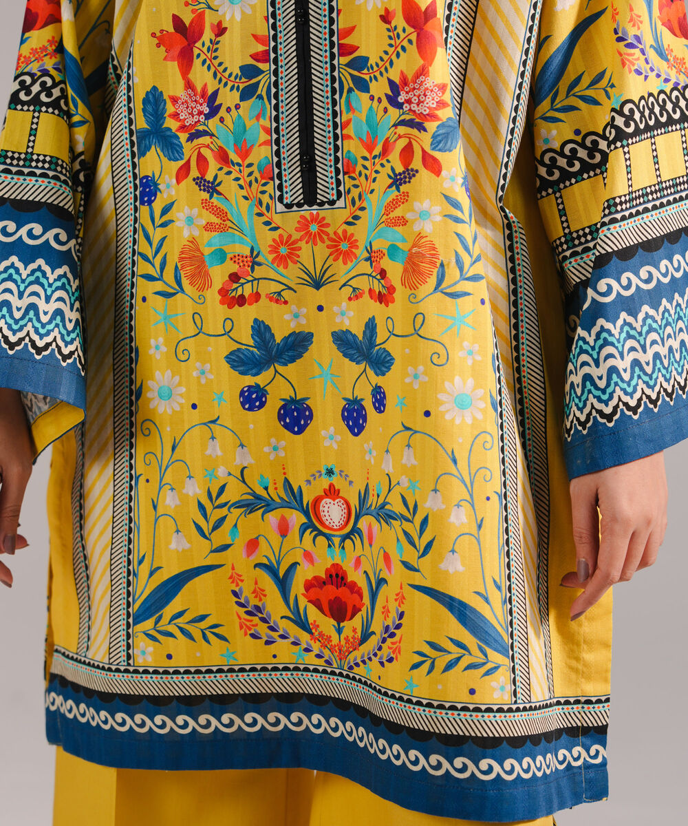 Women's RTW Leno Kara Printed Yellow Boxy Shirt