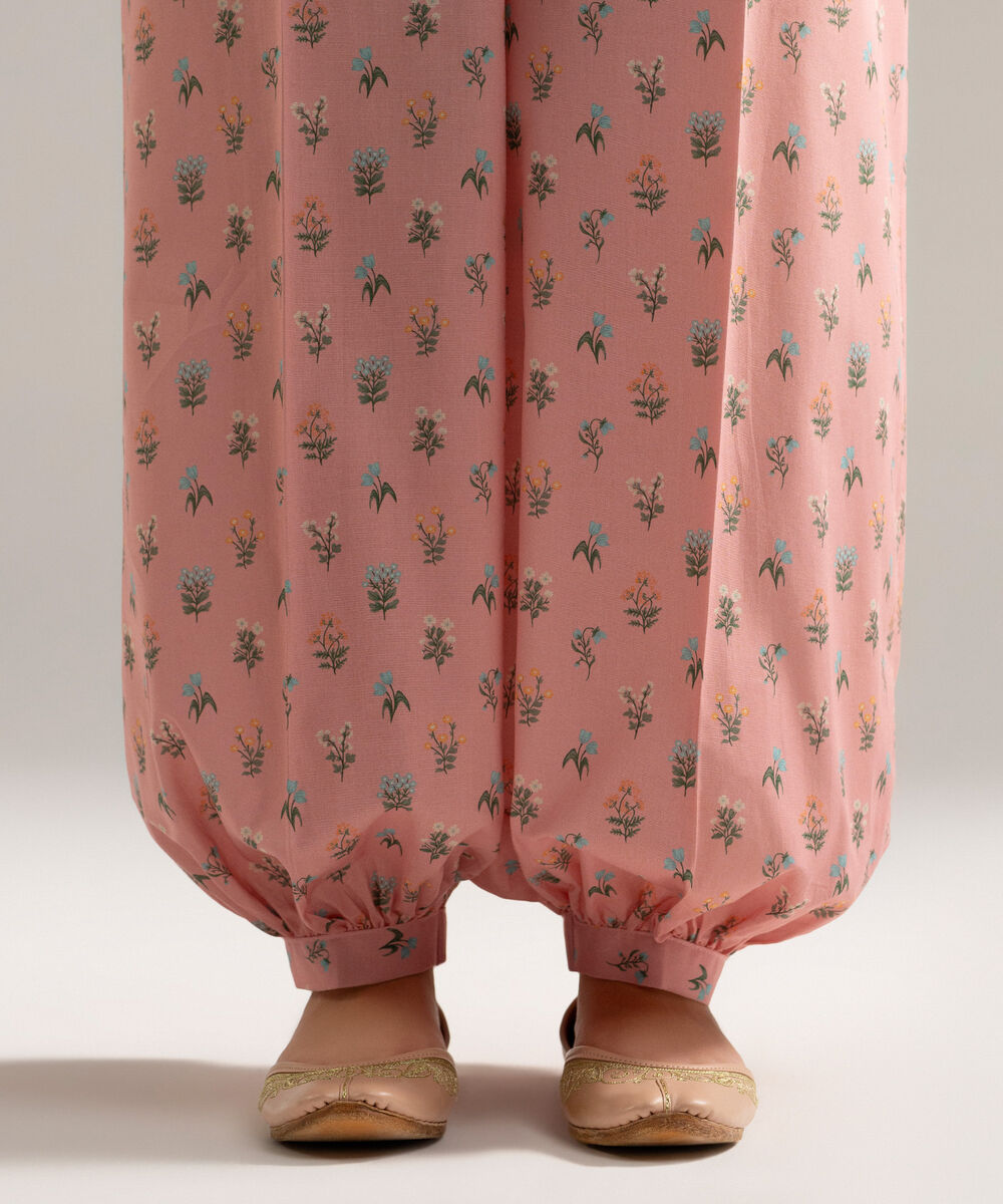 Women's RTW Cambric Printed Pink Balloon Pants