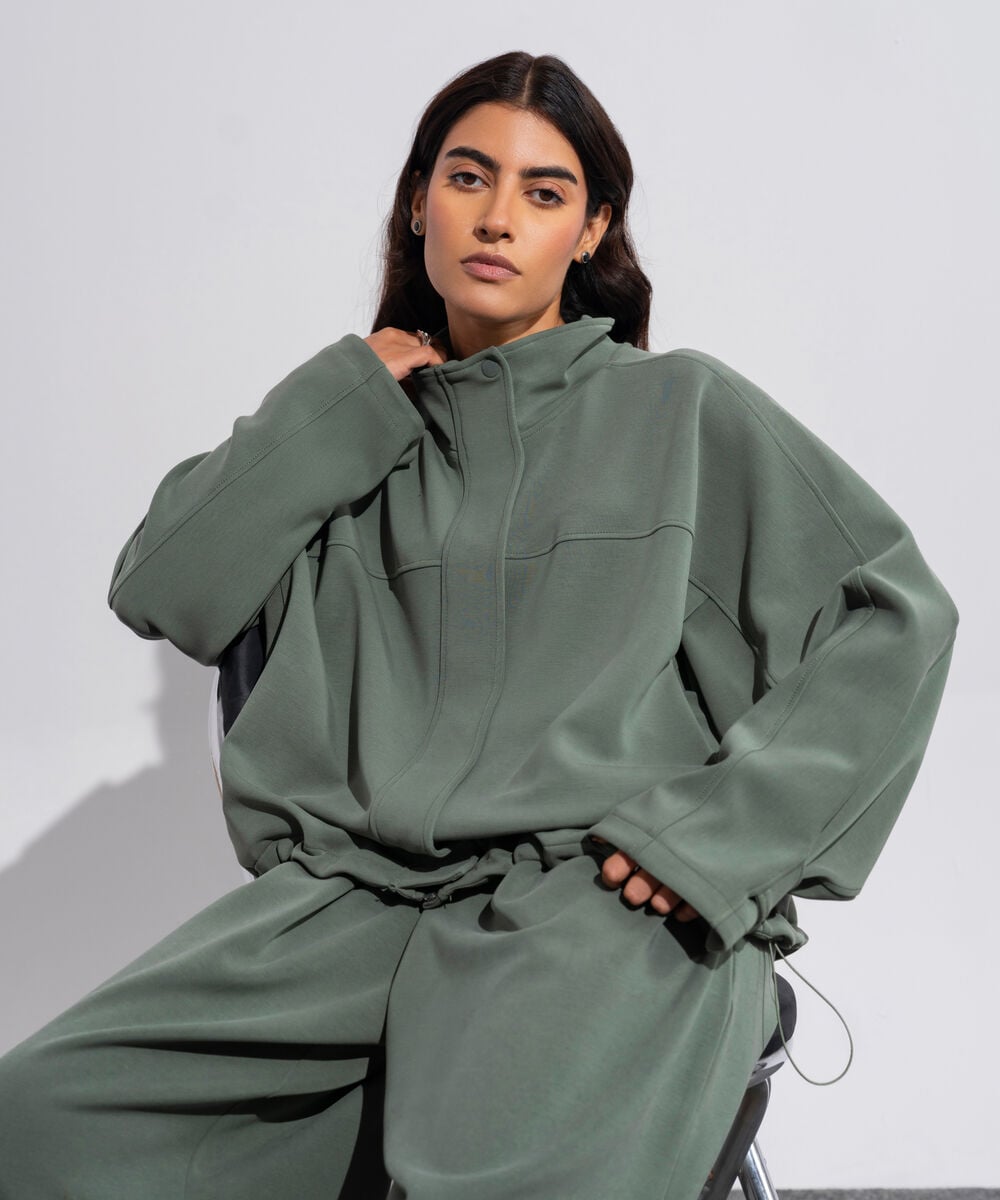 Women's Western Wear Green Soft-Lux Zip Through Hoodie