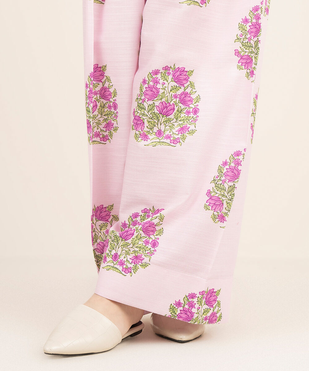 Women's RTW Cambric Purple Printed Farshi Shalwar