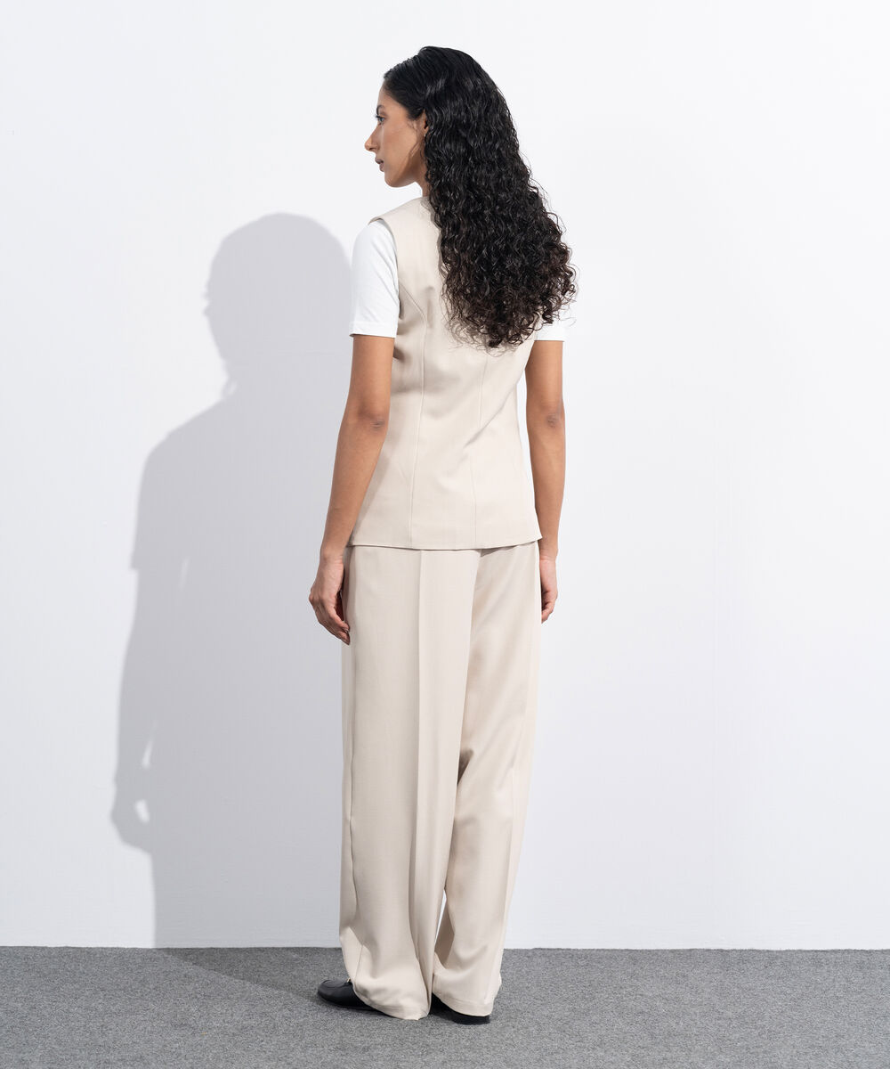 Women's Western Wear Beige Tailored Long Waistcoat